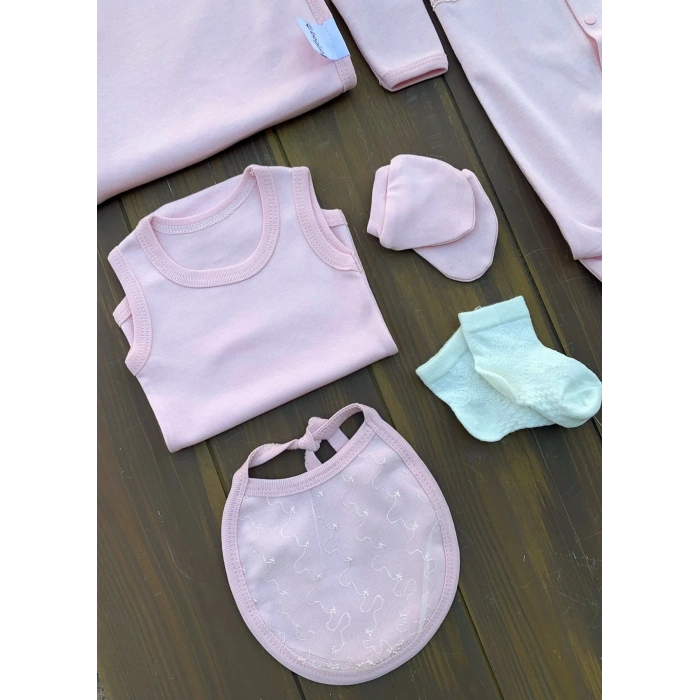 Dantel İşlemeli 10 Parça Yeni Doğan Hastane Seti %100 Pamuk