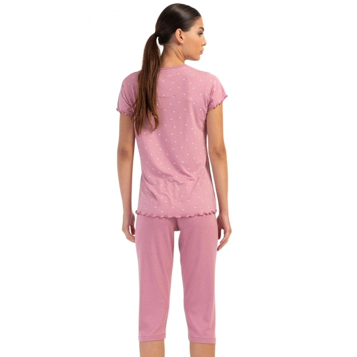 Likralı Viskon Battal Kayık Yaka Kısa Kol Kapri Ta