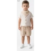 6/24 Ay Fularlı Müslin Kumaş 3lü Bebek Takımı