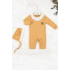 Brode Nakışlı Şapkalı % 100 Pamuk Kız Bebek Tulumu