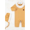Brode Nakışlı Şapkalı % 100 Pamuk Kız Bebek Tulumu