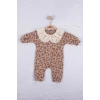 Leopar Dama Desenli % 100 Pamuk Kız Bebek Tulum