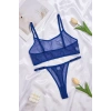 Mavi Transparan Tül Bralet Tanga İç Giyim Takımı