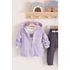 Prences Nakışlı Kapişonlu 3lü % 100 Pamuk Kız Bebek Takımı