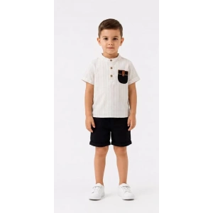 2/5 Yaş Keten Gömlek Gabardin Şort Çocuk Takımı