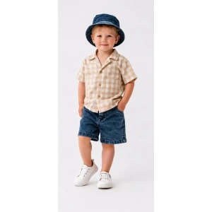 2/6 Yaş Denim Şapkalı Şortlu 3lü Çocuk Takımı