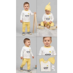 3/12 Ay Gentilmen Baskılı 3 Parça Bebek Takımı