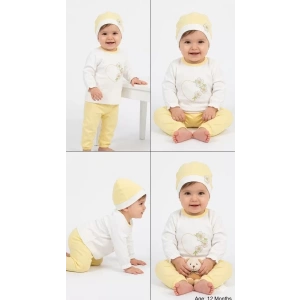 3/12 Ay Şapkalı Pamuk Bebek Takımı