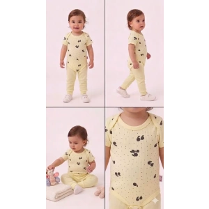 6/18 Ay Baskılı Zıbınlı Penye Bebek Takımı