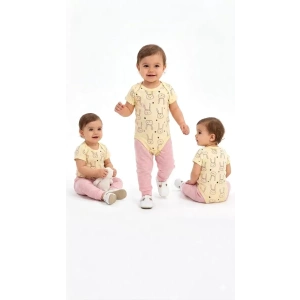 6/18 Ay Baskılı Zıbınlı Penye Bebek Takımı