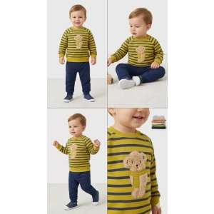 6/24 Ay Ayıcık Nakışlı Bebek Takımı