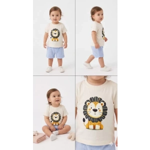 6/24 Ay Keten Şortlu Basic Bebek Takımı