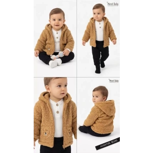 6/24 Ay Kuzu Ceketli 3 Parça Bebek Takımı