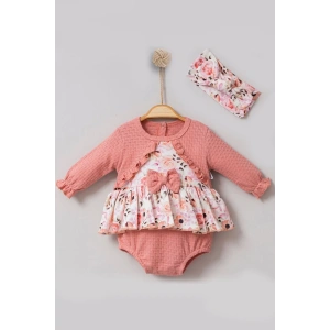 Bahar Çiçekleri Desenli Bandanalı Kız Bebek Romper