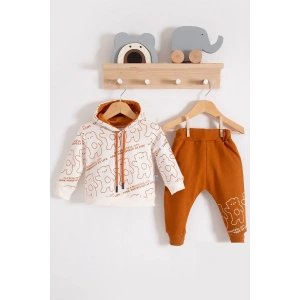 Çapraz Bears Kapüşonlu % 100 Pamuk Erkek Bebek Takımı