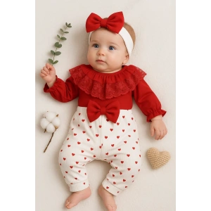 Dantel Yaka Kız Bebek Tulumu % 100 Pamuk