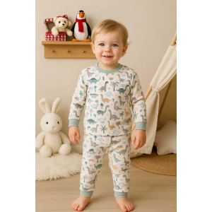 Dinazor Desenli Erkek Bebek Eşofman Takımı %100 Pamuk