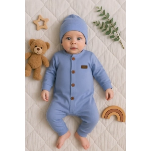 Düğmeli Önden Açık İnterlok Tulum