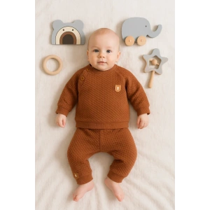 Jakarlı Omuzdan Düğmeli 2li Erkek Bebek Takımı