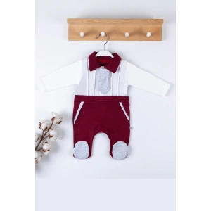 Kravat Aksesuarlı Ayaklı % 100 Pamuklu Erkek Bebek Tulumu