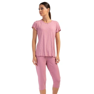 Likralı Viskon Battal Kayık Yaka Kısa Kol Kapri Ta