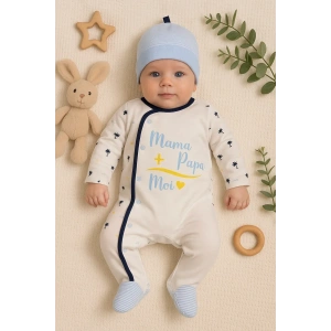 Marin Desenli Şapkalı Erkek Bebek Tulumu