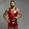 Erkek Kırmızı Lame Tank Top Boxer Takımı