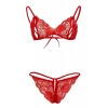 Kırmızı Dantelli Fantazi Sütyen Ve G-string Takım Tm2048