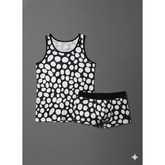 Erkek Desenli Tank Top Boxer Takımı