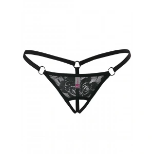 Ağı Açık Siyah Dantelli Fantezi İç Çamaşırı G String