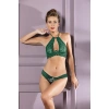Zincir Detaylı Transparan Sütyen, Slip Külot Takım Zümrüt (brf31751)