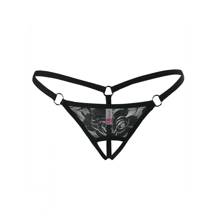 Ağı Açık Siyah Dantelli Fantezi İç Çamaşırı G String