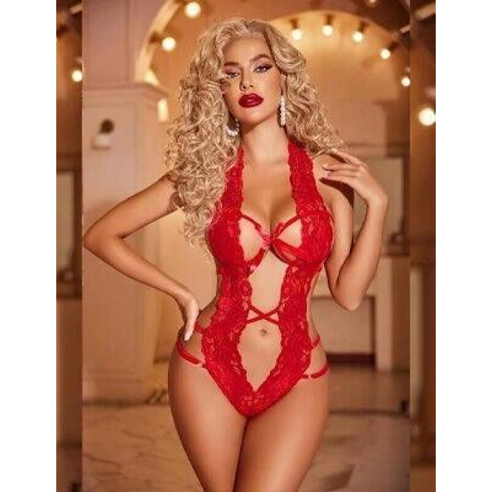 Dantelli Derin Dekolteli Seksi Body