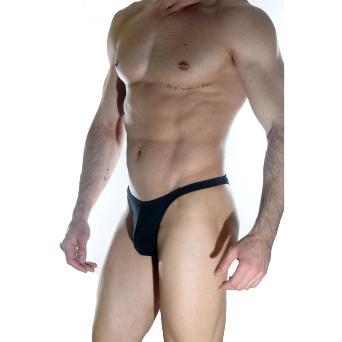 Erkek  Arkası Büzgülü Siyah Brazillian Slip