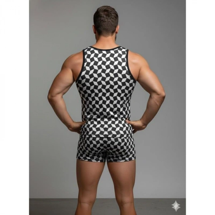 Erkek Desenli Tank Top Boxer Takım