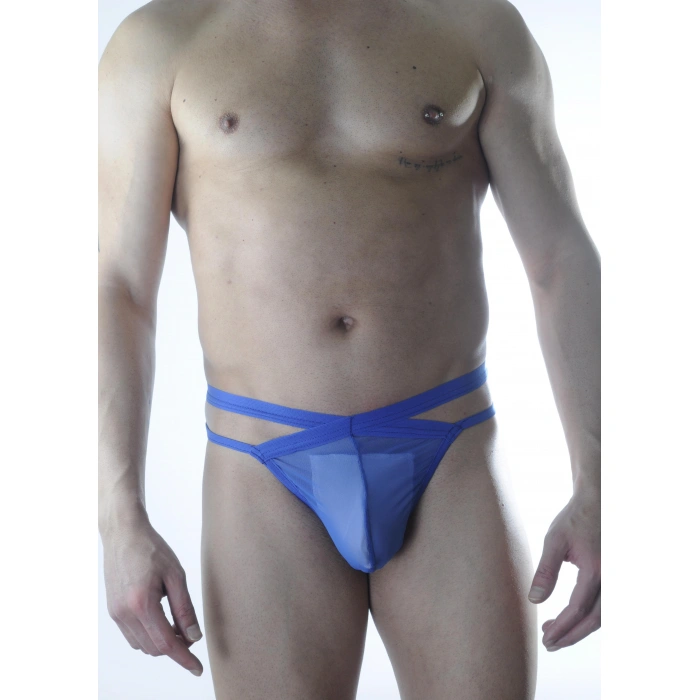 Erkek Mavi Tül Fantezi Tanga İç Çamaşırı