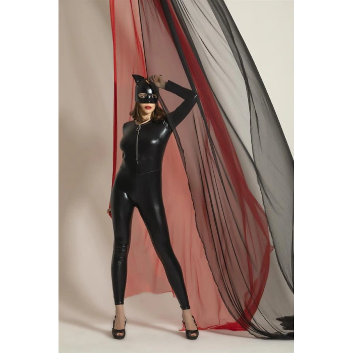Fantezi Deri Kedi Kız Kostümü Siyah (brf6330)