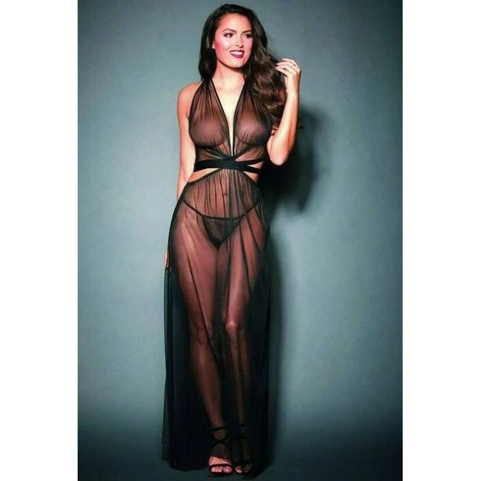 Kadın Uzun Transparan Tül Gecelik