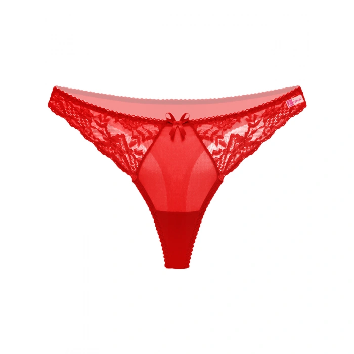 Kırmızı Dantelli Fantezi G String Külot