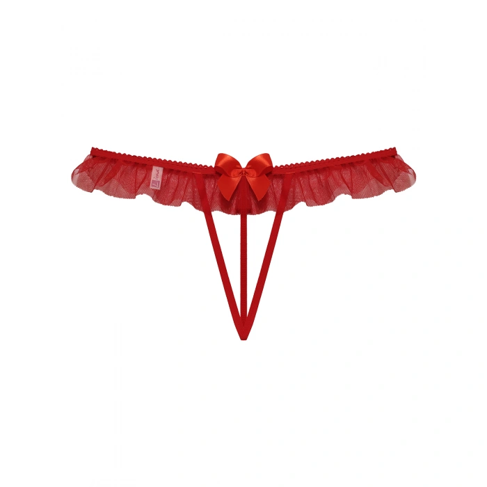 Kırmızı Dantelli Taşlı Kadın Fantezi Külot