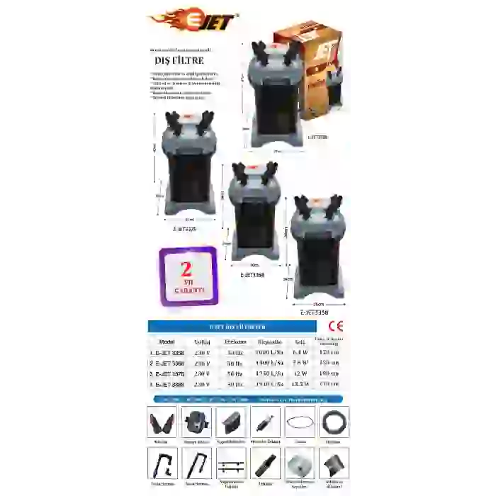 E-Jet 3368 Akvaryum Dış Filtre 1650 L/H
