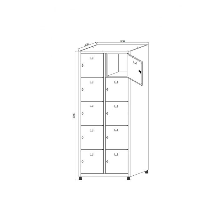 Metal Emanet Soyunma Dolap 10 Gözlü Çelik Dolap