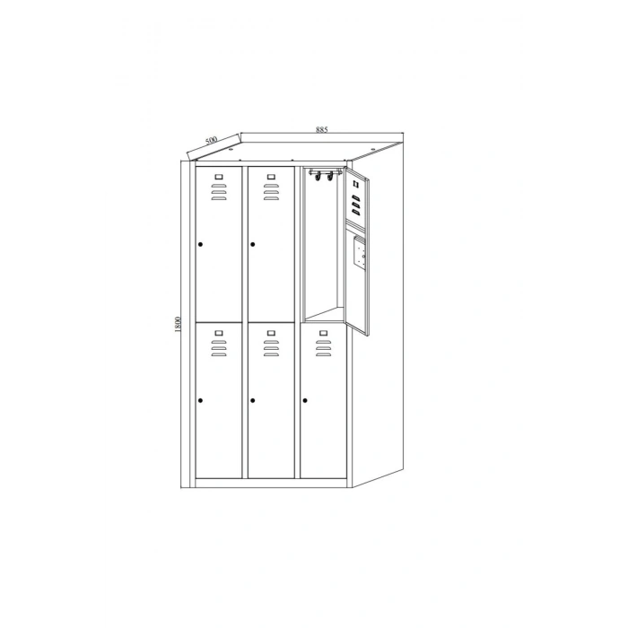 Metal Soyunma Dolabı 6 Kişilik İşçi Soyunma Dolabı