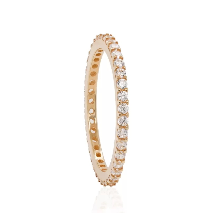 Yellow Gold Thin Eterniy Wedding Band For Women