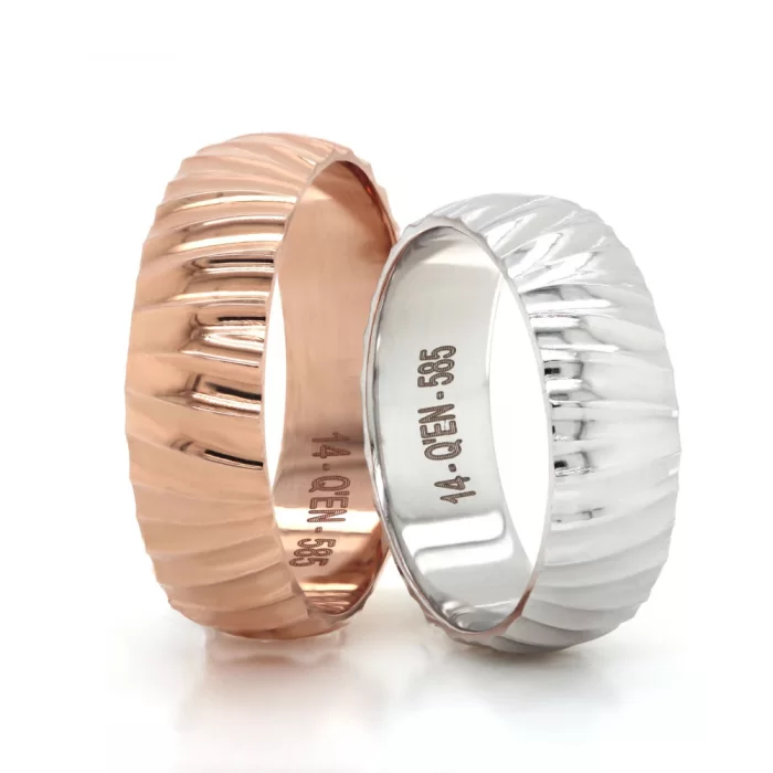 White Gold Patterned Wedding Ring For Women