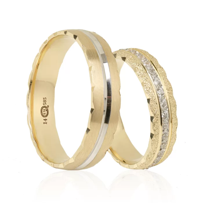 Two Tone Handcrafted Wedding Ring Set