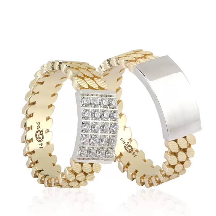 Two Tone Elliptical Design White Gold Plate Engagement Ring For Men