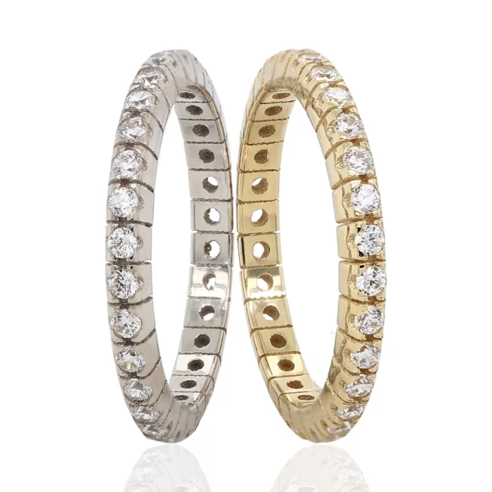 Two Tone Gold Eternity Engagement Ring For Women