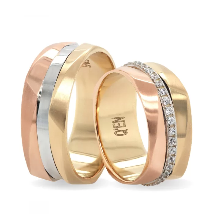 Handmade Three Tone Full Eternity Wedding Ring  For Women