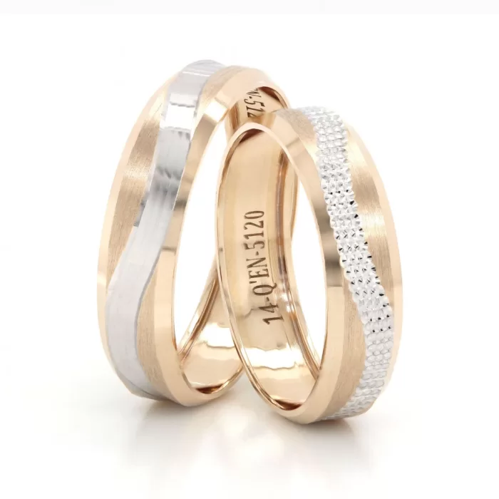 Two Tone Waterway Patterned Wedding Band For Men